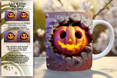 Chic 11oz Mug Wrap Png Template , 3D Pumpkin Product Image 1