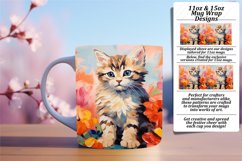 Colorful Cat with Flowers Mug Wrap Art Product Image 1