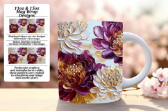 Floral 15oz Mug Wrap Png Design , 3D Flower Product Image 1