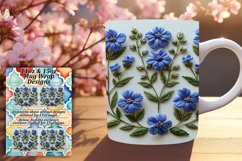 Elegant Floral Embroidery Mug Wrap - Sublimation 11oz 15oz Product Image 1