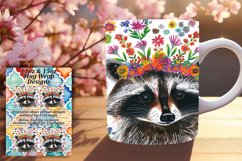Raccoon with Flowers Mug Wrap for Sublimation Product Image 1