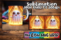 Cozy evenings 11oz 15oz sublimation wrap, 3D Cute Ghost Product Image 1