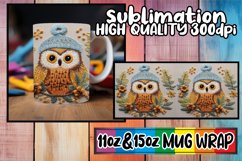 Embroidered Owl Christmas Mug Wrap 11oz 15oz Design Product Image 1