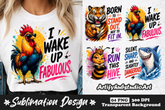 Funny Animal Attitude Sublimation PNG Designs | Bold Quote Product Image 1