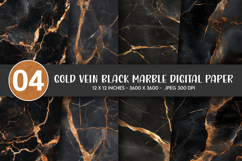 Gold Vein Black Marble Digital Paper Product Image 1