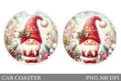 Cute Gnome Car Coaster. Christmas Car Coaster Sublimation Product Image 1