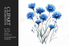 Watercolor blue cornflowers clipart sublimation Product Image 1