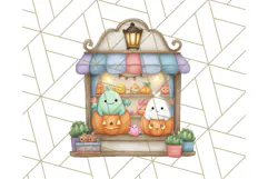 Pastel Halloween Town PNG Clipart, Spooky Shops & Homes Png Product Image 2