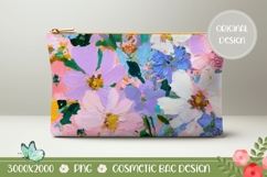Floral Cosmetic Bag Design, Pastel Flowers Cosmetic Bag Product Image 1