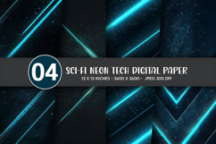 Sci-Fi Neon Tech Digital Paper Product Image 1