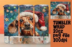 Festive Peeking Dog Tumbler Wrap Sublimation Winter Art Product Image 1