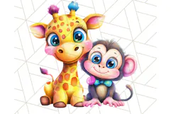 Cute Animal Friends Clipart PNG, Bright Spring Animal Duos Product Image 2