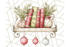 Christmas Book Clipart, Festive Reading PNG Illustrations Product Image 2