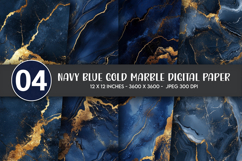 Navy Blue Gold Marble Digital Paper Product Image 1