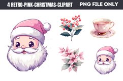 Retro Pink Christmas Sublimation Clipart PNG Product Image 1