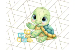 Cute Baby Turtle Clipart, Cute Animals Png Product Image 2