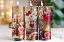Flowers &amp; Hearts Valentine's Day Tumbler Wrap Sublimation Product Image 1