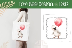 Cute Bird Illustration, Cartoon Bird Tote Bag Design Product Image 1