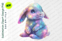 Galaxy Themed Baby Bunny Rabbit Clipart Whimsical PNG Product Image 1