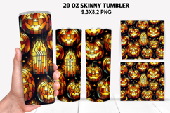 Pumpkin Skinny Tumbler 20oz Wrap Design, Halloween Tumbler Product Image 1