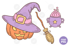 Coquette Girly Halloween Pumpkin Pink Bow Clipart PNG Bundle Product Image 27