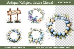 Antique Religiou Easter Clipart PNG Product Image 1