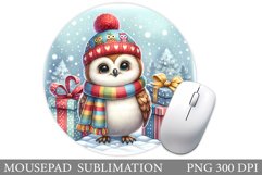 Cute Owl Mouse Pad. Christmas Mouse Pad Design Product Image 1