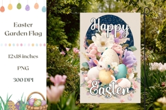 Vintage Easter Garden Flag Template, Easter Bunny PNG Product Image 1