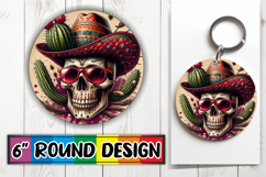 Whimsical Keychain Round Style, Skull Product Image 1