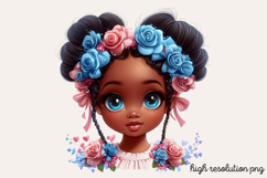 Cute Black Girl with Flower Clipart PNG Product Image 1