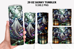 Ghost Skinny Tumbler 20oz Wrap Design, Halloween Tumbler PNG Product Image 1