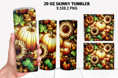 Pumpkins Skinny Tumbler 20oz Wrap Design, Halloween Tumbler Product Image 1