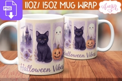 Halloween vibes mug wrap PNG, Spooky coffee mug PNG Product Image 1