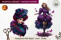 Autumn Fantasy Clipart PNG Celestial Steampunk Harvest Product Image 1