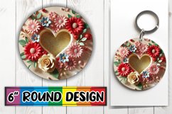 Whimsical Keychain Circle Sublimation, 3D Heart Product Image 1