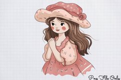Cute Pink Christmas Watercolor Clipart Bundle PNG Product Image 1