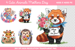Happy mother&#039;s day PNG, Cute Animals Mothers Day Clipart PNG Product Image 1