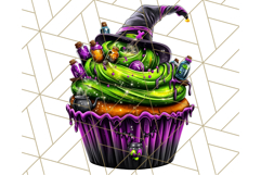 Halloween Cupcake PNG Clipart with Witch Hats and Ghosts Product Image 2