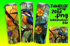 Tumbler Wrap Stained Glass Bird Design Sublimation Product Image 1