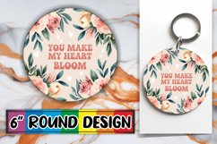 Blissful Round Keychains PNG, Flower Quote Product Image 1