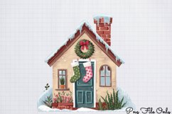 Cute Watercolor Christmas Farm Clipart PNG Product Image 1