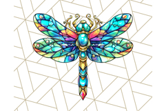 Stained Glass Dragonfly PNG Clipart, Bright Insects Clip Art Product Image 2