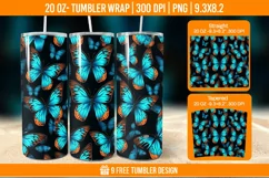 3D Cute Butterfly Tumbler Wrap Designs, Sublimation Wrap Product Image 1