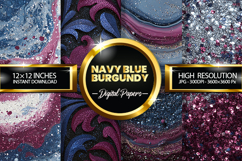 Navy Blue Burgundy Digital Papers - 04 variations Product Image 1