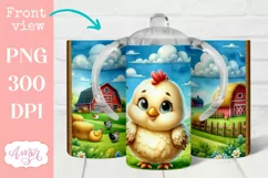 Cute chicken sippy cup sublimation PNG, Kids tumbler templat Product Image 1