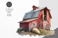Farm clipart, Barn clipart, Watercolor clipart Product Image 1