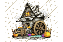 Halloween Buildings Clipart PNG, Haunted Houses Art Product Image 2