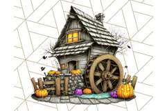 Halloween Buildings Clipart PNG, Haunted Houses Art Product Image 2