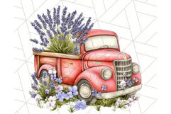 Floral Farm Truck Clipart, Cottagecore Country Truck Png Product Image 2