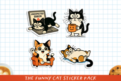 Cute &amp; Funny Cat Printable Stickers, PNG. Product Image 1